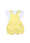 Babybol Baby Girl Floral Short Dungaree and Tee Set, Yellow