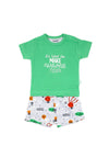 Babybol Baby Boy Print Short and Tee Set, Green