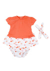 Babybol Baby Girl Polka Dot Dress Pant and Headband Set, Orange