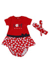 Babybol Baby Girl Floral Dress Pant and Headband Set, Red