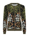 Micha Animal Print Fine Knit Cardigan, Green
