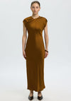 Selected Femme Wida Satin Ankle Dress, Tan