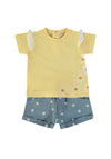 Babybol Baby Girl Daisy Tee and Short Set, Yellow