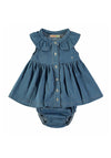 Babybol Baby Girl Denim Dress and Pant Set, Blue