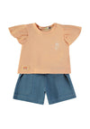 Babybol Baby Girl Bloom Tee and Short Set, Orange
