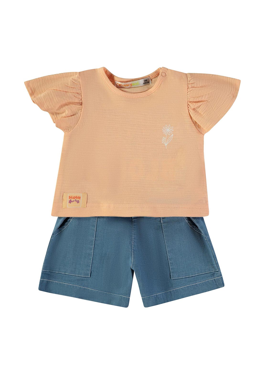 Babybol Baby Girl Bloom Tee and Short Set, Orange