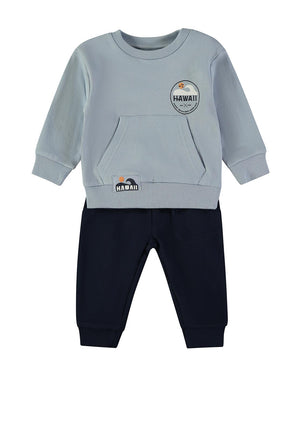 Babybol Baby Boy Hawaii Sweater and Jogger Set, Blue