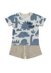 Babybol Baby Boy Dinosaur Tee and Short Set, Blue
