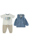 Babybol Baby Boy Dino 3 Piece Tracksuit, Blue Multi