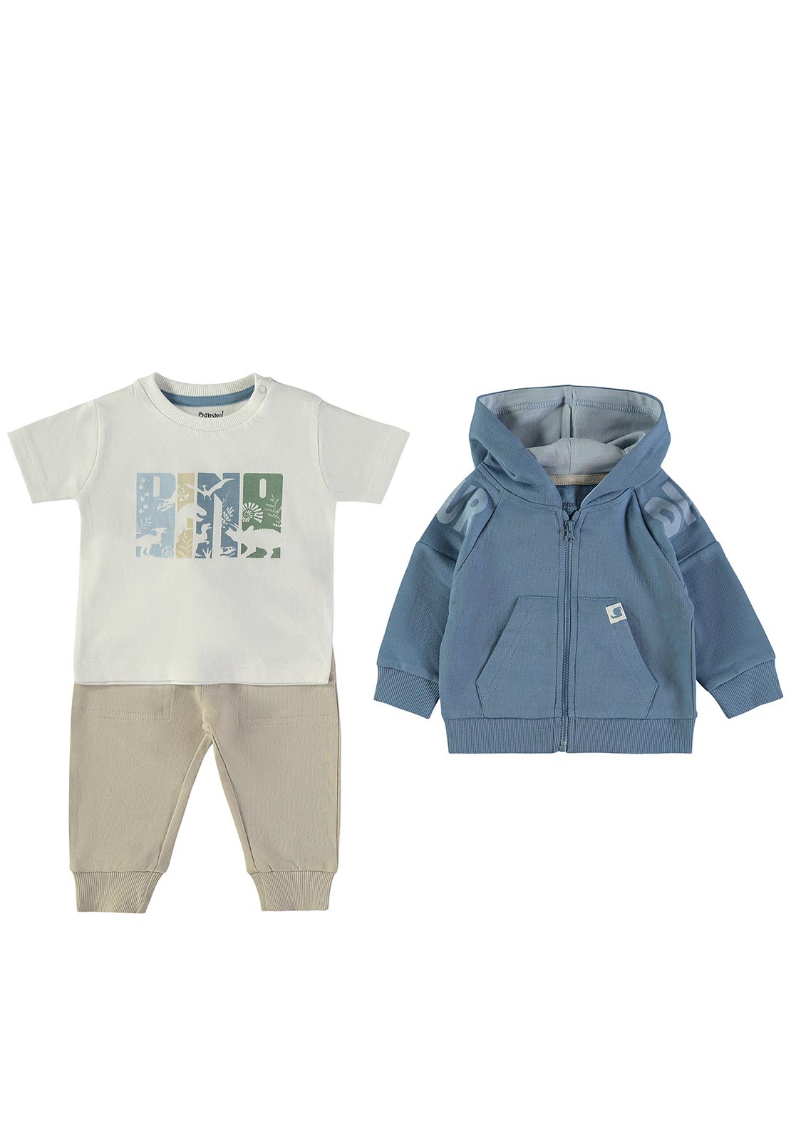 Babybol Baby Boy Dino 3 Piece Tracksuit, Blue Multi