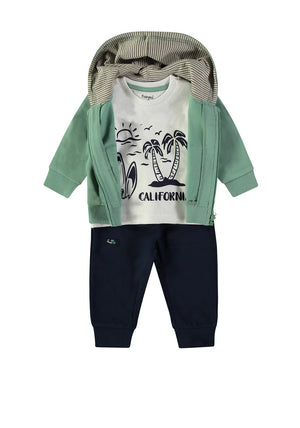 Babybol Baby Boy Sunny Day 3 Piece Tracksuit, Green Multi