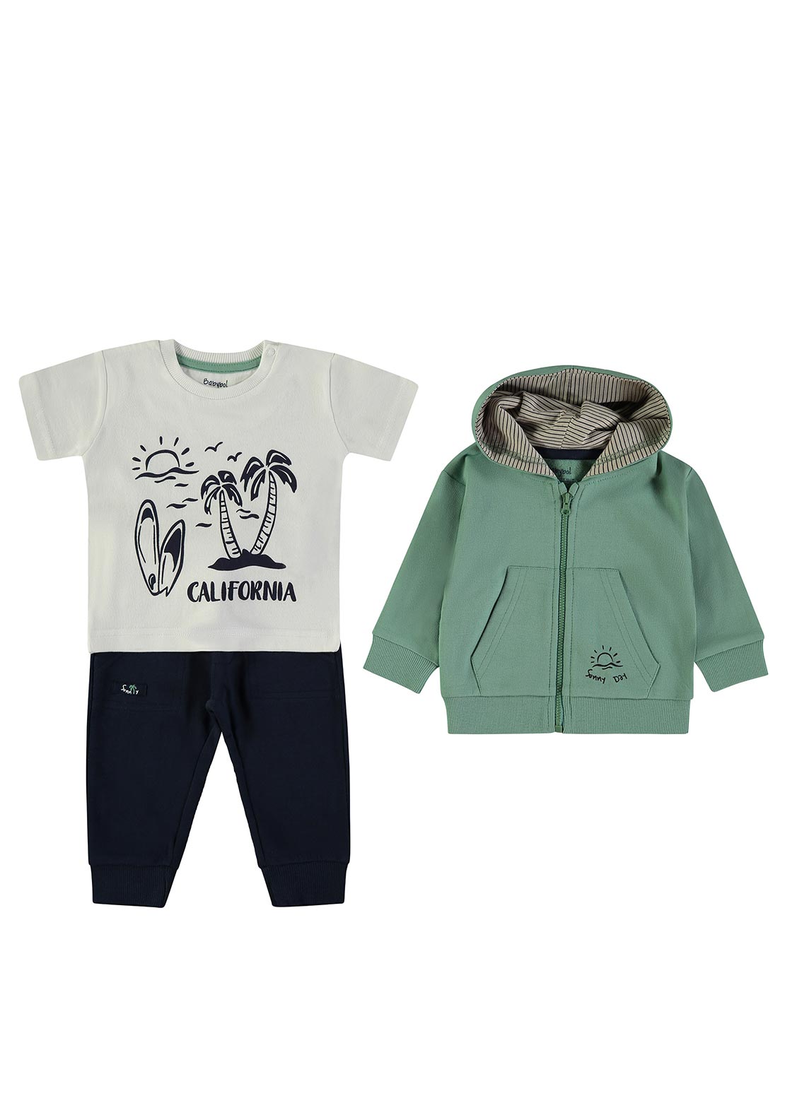 Babybol Baby Boy Sunny Day 3 Piece Tracksuit, Green Multi