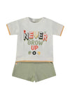 Babybol Baby Boy Never Grow Up Tee and Short Set, Green Multi