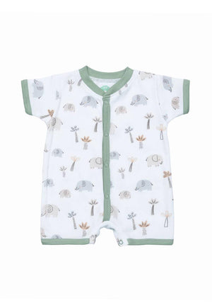 FS Baby Boy Elephant Short Sleeve Romper, White