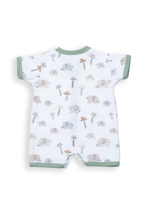 FS Baby Boy Elephant Short Sleeve Romper, White