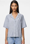 Pieces Apia Short Sleeve Linen Shirt, Coronet Blue