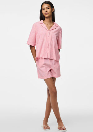 Pieces Apia Linen Blend Short Sleeve T-Shirt, Pink