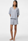 Pieces Apia Striped Linen Blend Shorts, Coronet Blue