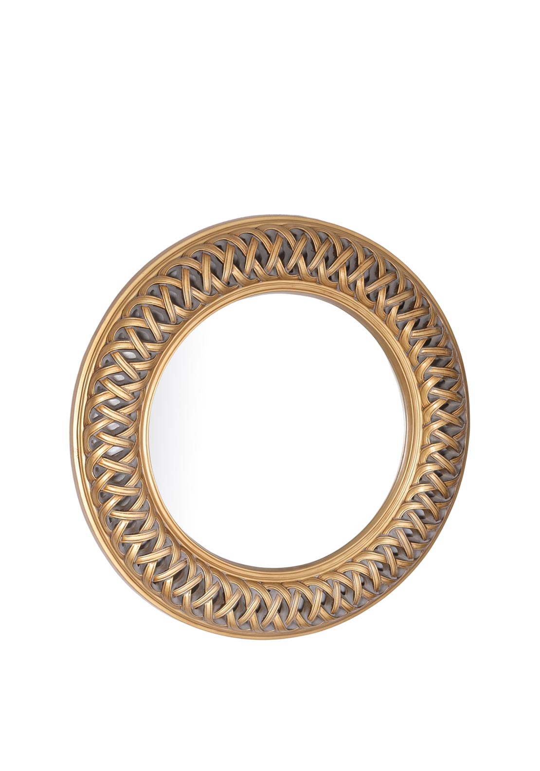 Fern Cottage Lattice Patterned Round Mirror, Gold