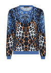 Micha Animal Print Fine Knit Sweater, Blue