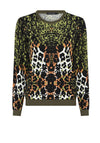 Micha Animal Print Fine Knit Sweater, Green