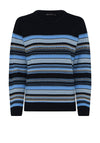 Micha Striped Embossed Knit Jumper, Navy and Blue