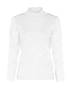 Micha Laser Cut Frill Neck Sweater, White