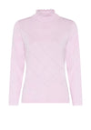 Micha Laser Cut Frill Neck Sweater, Baby Pink