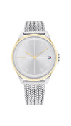 Tommy Hilfiger Womens Delph Mesh Strap Watch, Silver & Gold