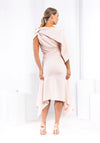 Kevan Jon Addison Bow Detail Asymmetrical Midi Dress, Ice Pink