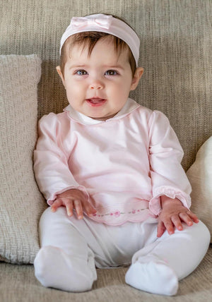 Emile Et Rose Baby Girl Betty Babygrow and Headband Set, Pink