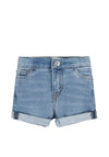 Levi’s Baby Girl Roll Up Denim Shorts, Light Blue