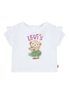 Levi’s Baby Girl Ruffle Shoulder Short Sleeve Tee, Bright White
