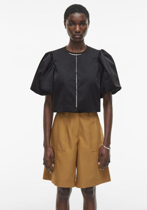 Rouge Edit Detta Puffed Sleeve Blouse, Black