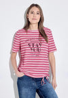 Cecil Mix Striped Drawstring Hem, Pink Sorbet