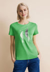 Street One Metallic Print T-Shirt, Light Spring Green