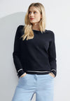 Cecil Contrast Trim Structure Knit Sweater, Universal Blue