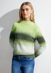 Cecil Fluffy Striped Knitted Sweater, Dynamic Khaki