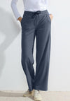 Cecil Wide Leg Loose Fit Jacquard Trouser, Casual Denim Blue