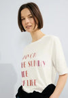Cecil Text Print T-Shirt, Vanilla White