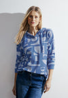 Cecil Jacquard Drawstring Hoodie, Water Blue