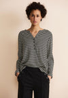 Street One Slit Neckline Bamika Style Blouse, Black