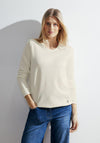 Cecil Ottoman Ribbed Top, Vanilla White
