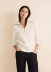 Street One Troyer Half Zip Knitted Sweater, Lucid White