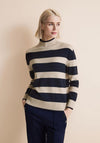 Street One High Neck Stripe Knit Sweater, Deep Blue