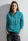 Cecil Jacquard Drawstring Sweatshirt, Frosted Aqua Blue