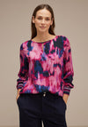 Street One Cutout Neckline Print Top, Bright Cosy Pink