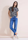 Street One Material Mix Print Top, Deep Blue