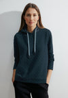 Cecil Jacquard Drawstring Sweatshirt, Strong Petrol Blue