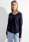 Cecil Drawstring Hemline Structured Knit Sweater, Universal Blue